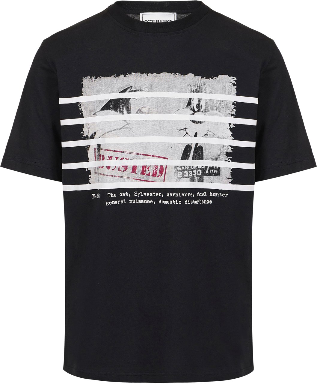 Iceberg Regular fit black cotton jersey T-shirt with Looney Tunes print Zwart
