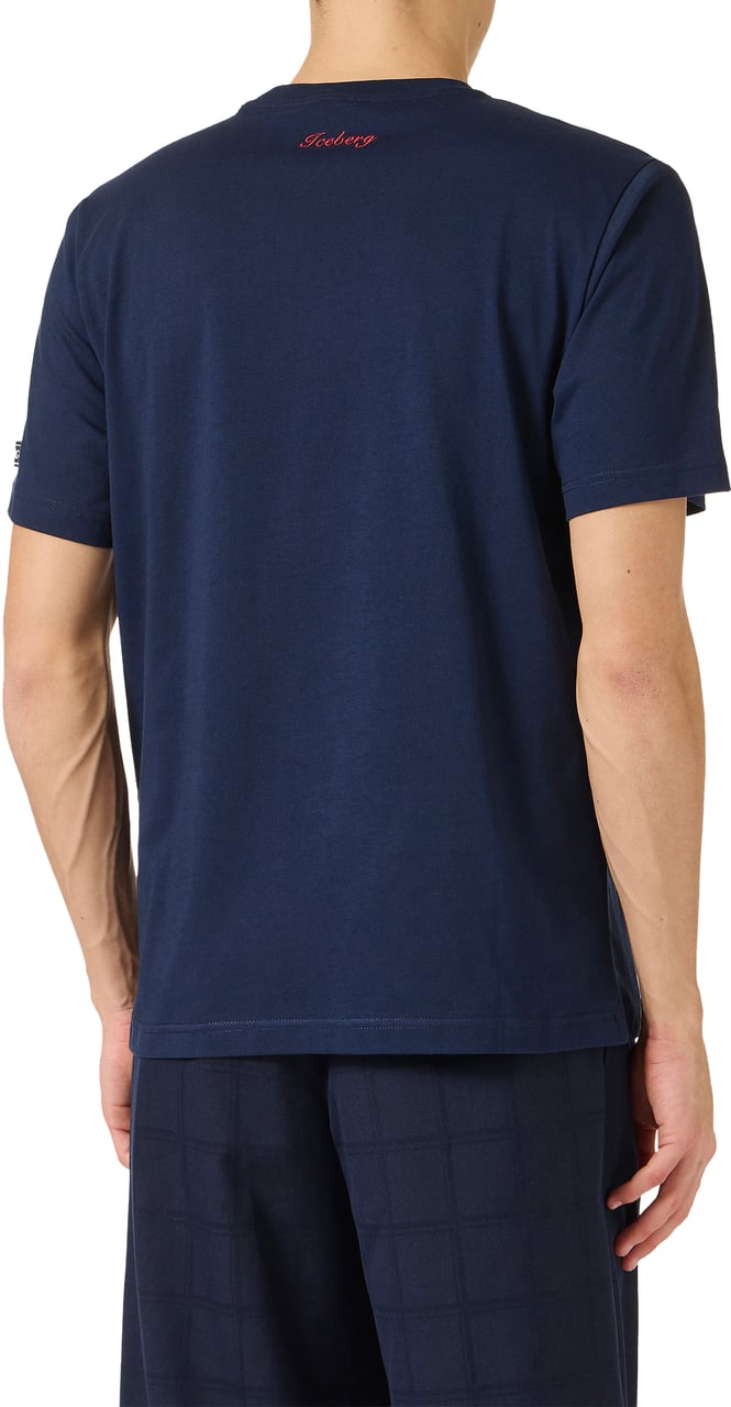 Iceberg Regular fit blue cotton jersey T-shirt with Looney Tunes print Blauw