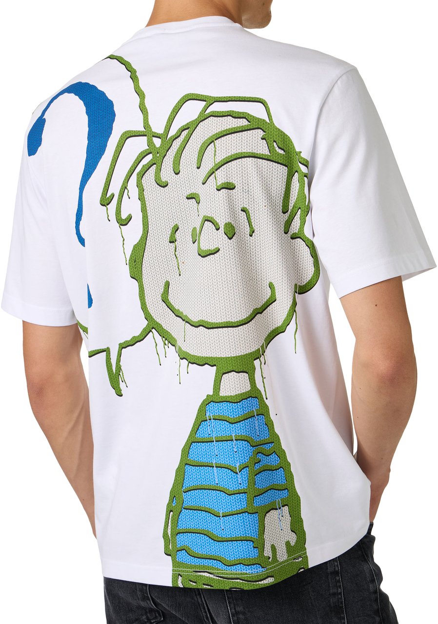 Iceberg Regular fit optic white cotton jersey T-shirt with Peanuts print Wit