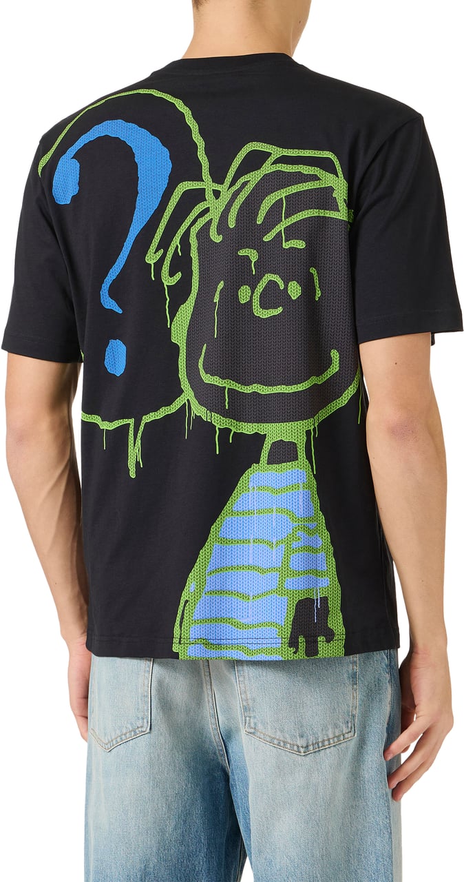 Iceberg Regular fit black cotton jersey T-shirt with Peanuts print Zwart