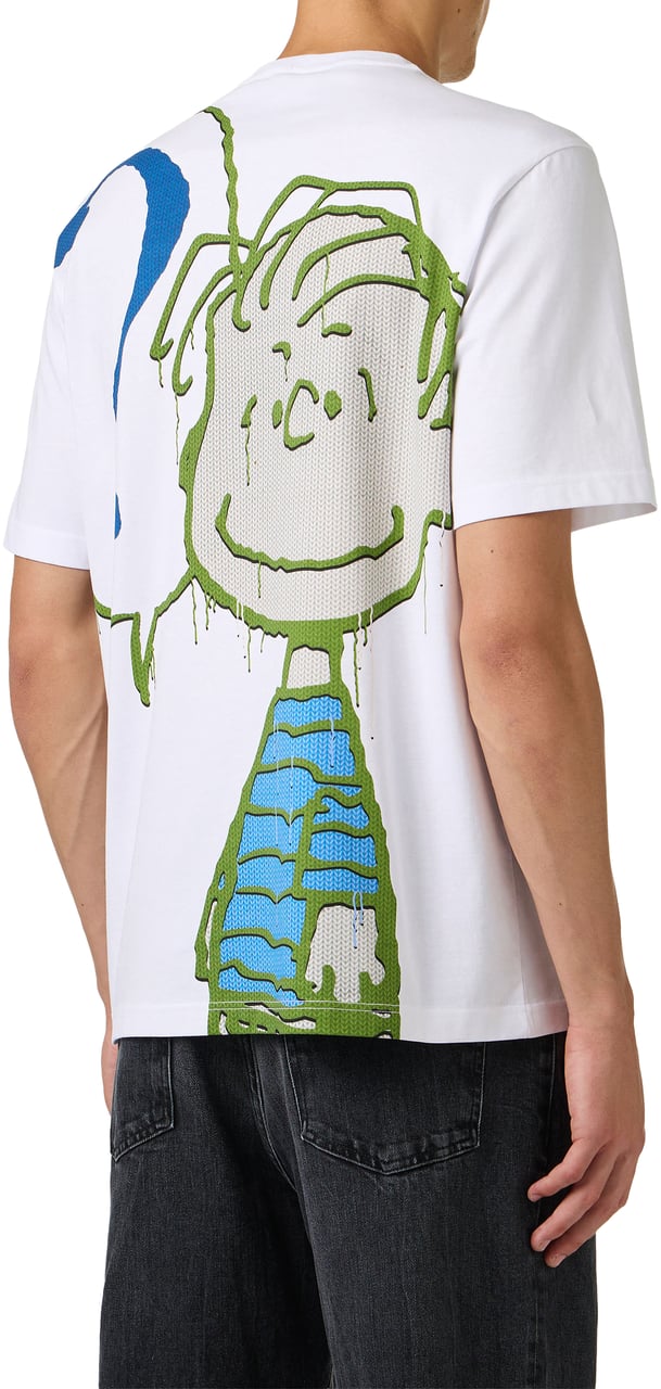 Iceberg Regular fit optic white cotton jersey T-shirt with Peanuts print Wit