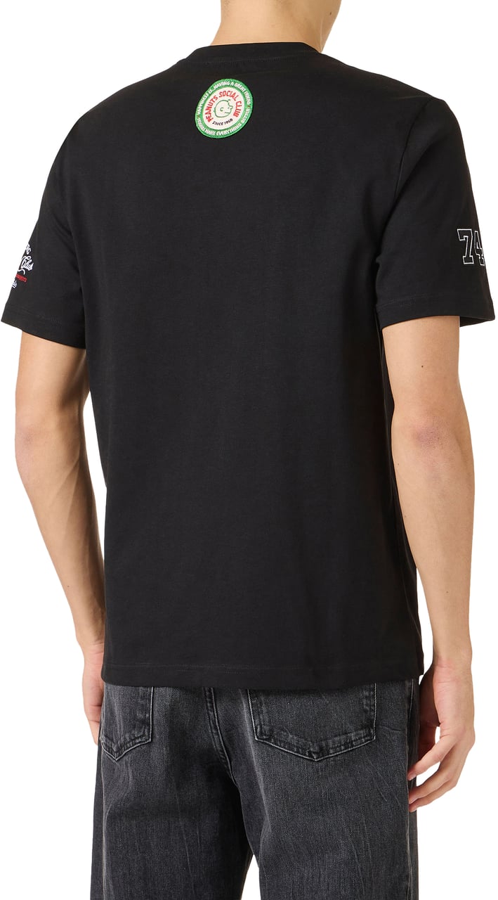 Iceberg Regular fit black cotton jersey T-shirt with Peanuts design Zwart