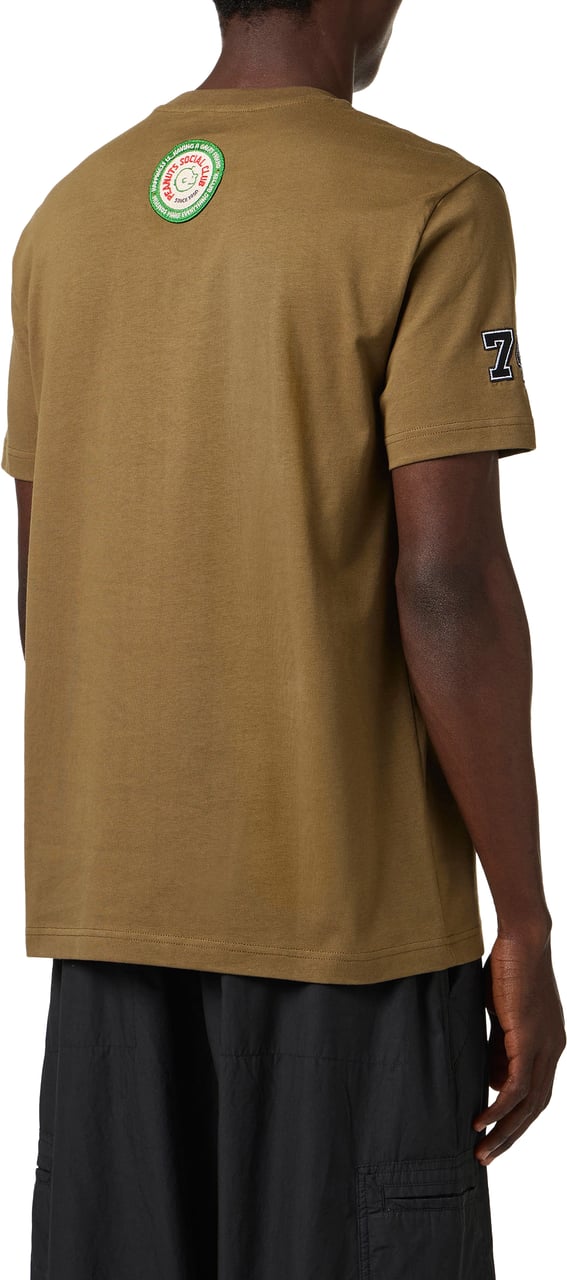 Iceberg Regular fit khaki cotton jersey T-shirt with Peanuts design Groen