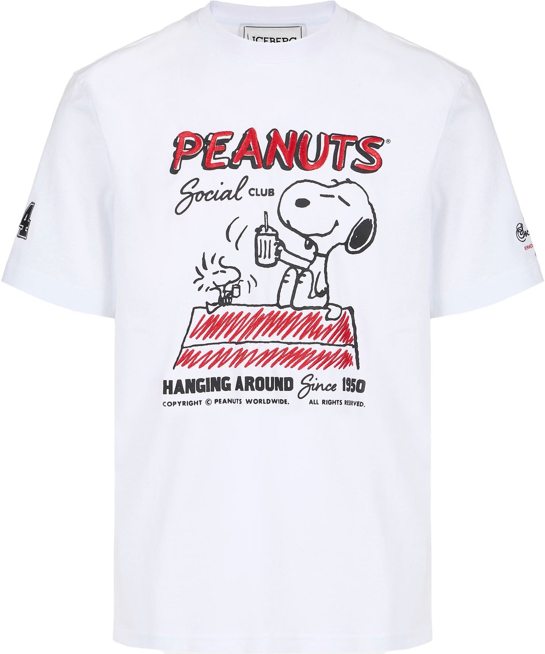 Iceberg Regular fit optic white cotton jersey T-shirt with a Peanuts design Wit