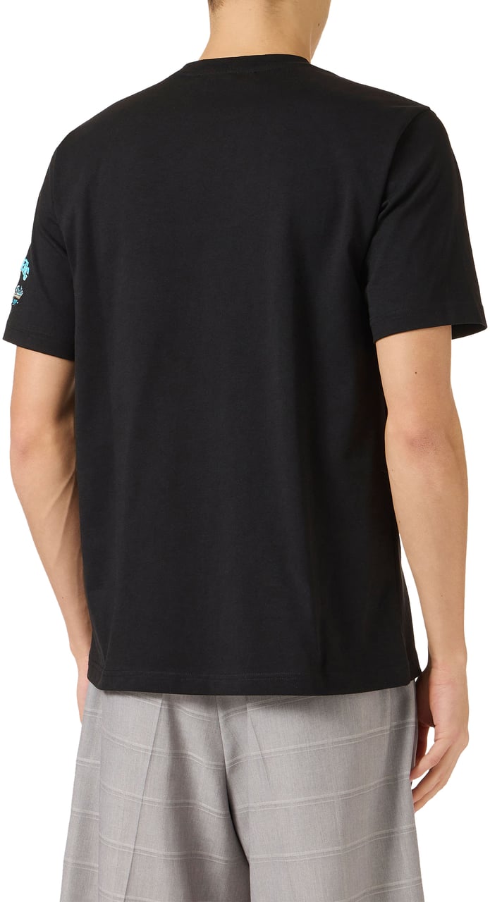 Iceberg Regular fit black cotton jersey T-shirt with Monkey embroidery Zwart