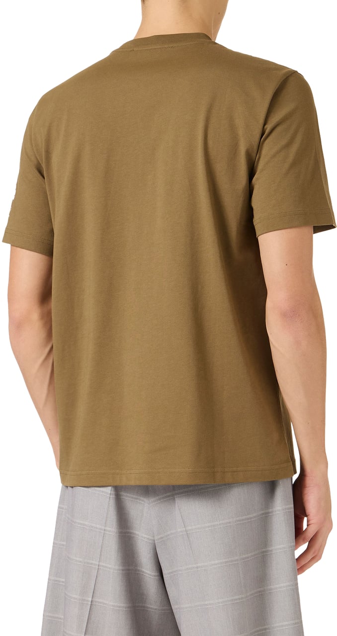 Iceberg Regular fit khaki cotton jersey T-shirt with Monkey embroidery Groen