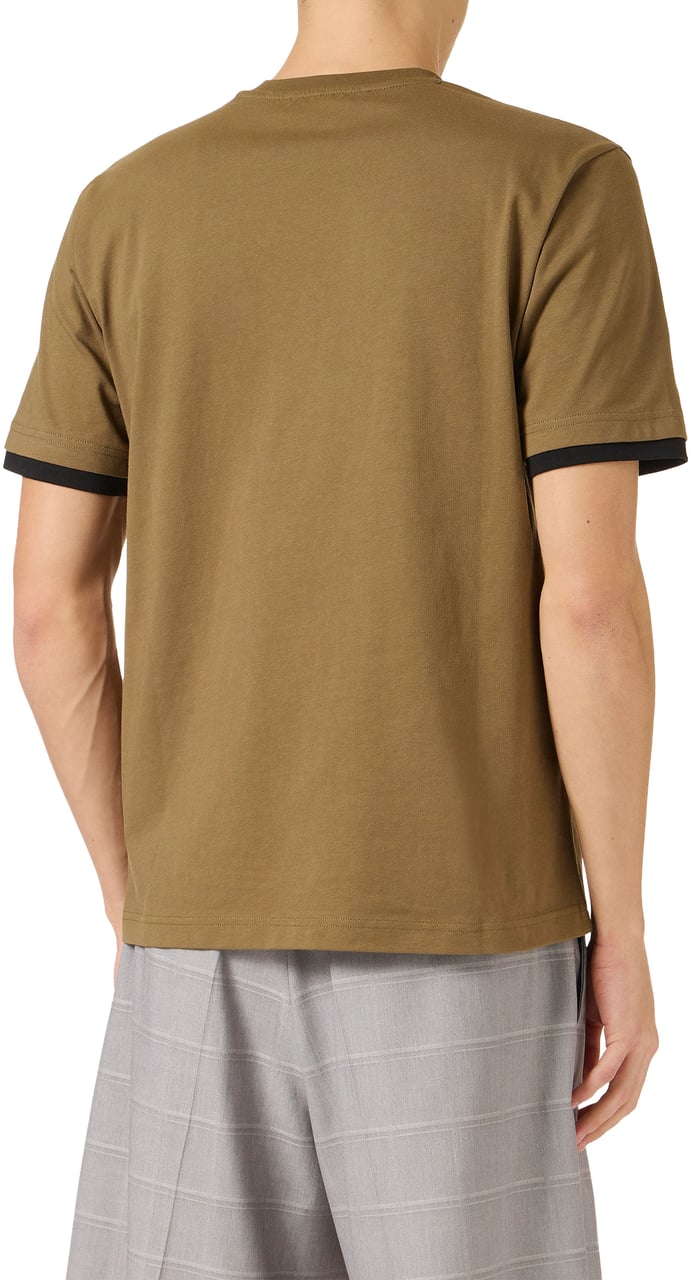 Iceberg Regular fit khaki cotton jersey T-shirt with Social Club print Groen