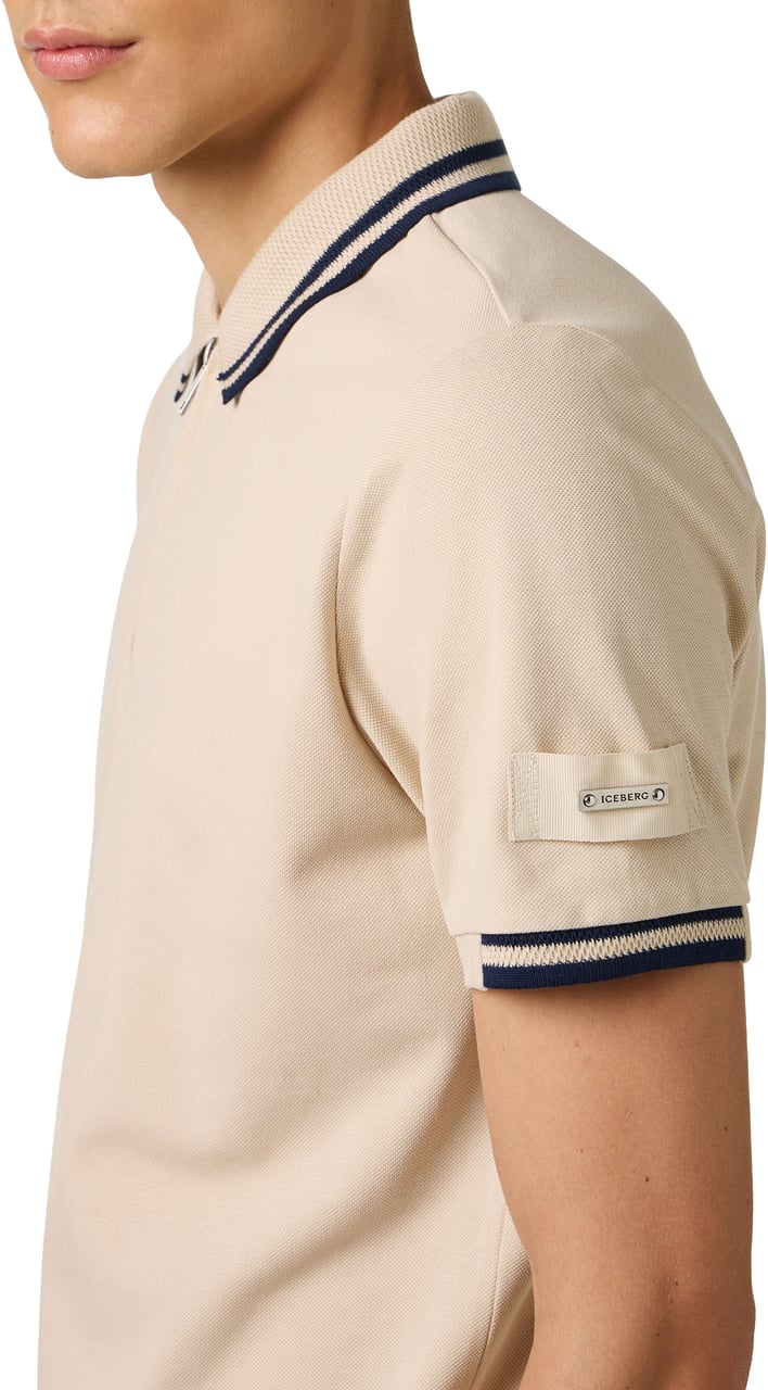 Iceberg Regular fit beige short-sleeved polo shirt in cotton piquet Beige
