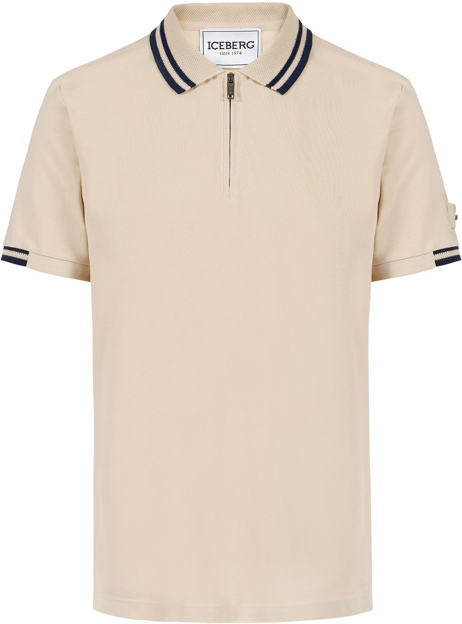 Iceberg Regular fit beige short-sleeved polo shirt in cotton piquet Beige