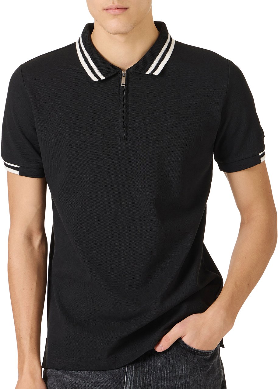 Iceberg Regular fit black short-sleeved polo shirt in cotton piquet Zwart