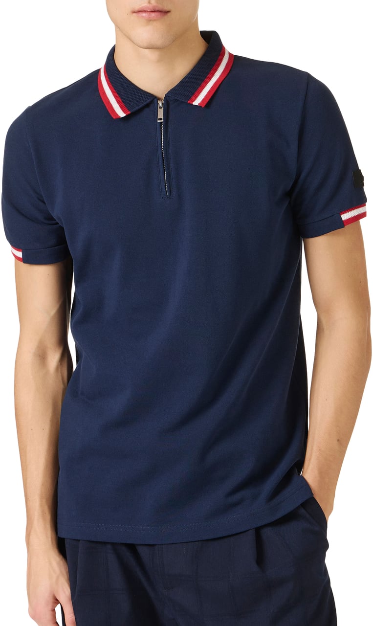Iceberg Regular fit blue short-sleeved polo shirt in cotton piquet Blauw