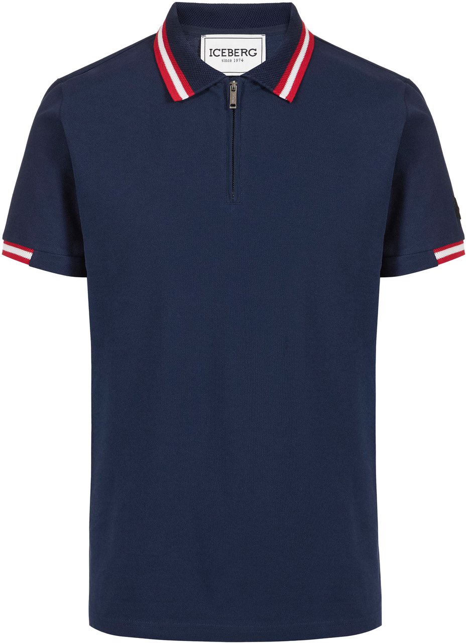 Iceberg Regular fit blue short-sleeved polo shirt in cotton piquet Blauw