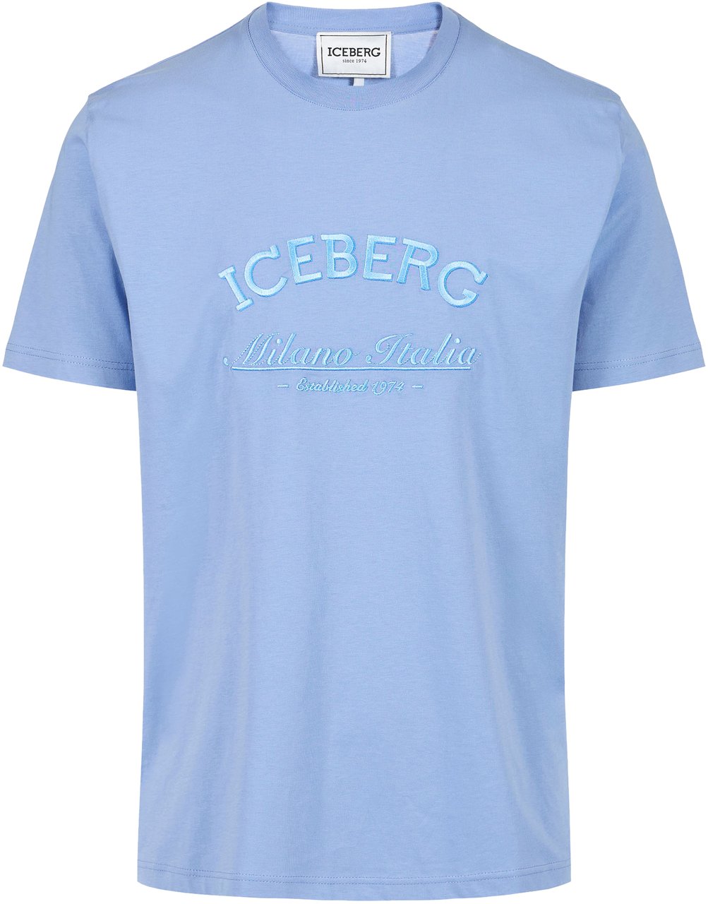 Iceberg Classic regular fit powder blue T-shirt in sustainable cotton jersey Blauw