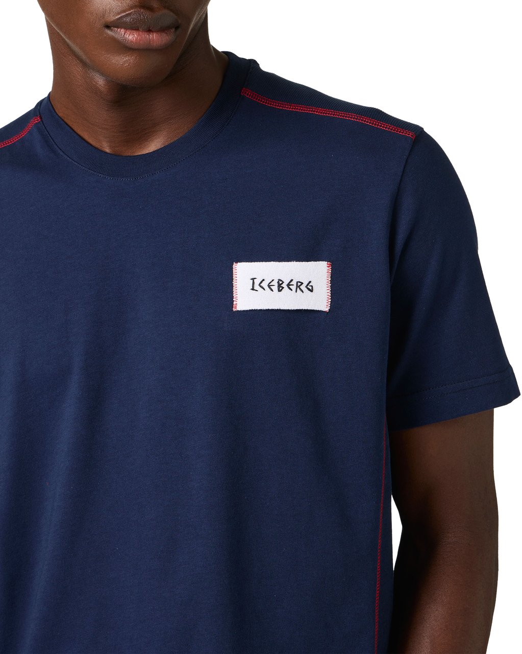 Iceberg Classic regular fit blue T-shirt in sustainable cotton jersey Blauw