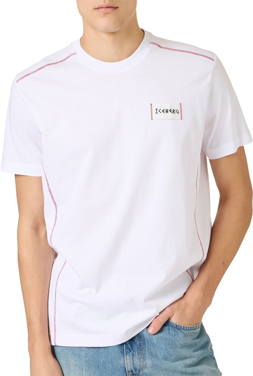 Iceberg Classic regular fit optic white T-shirt in sustainable cotton jersey Wit