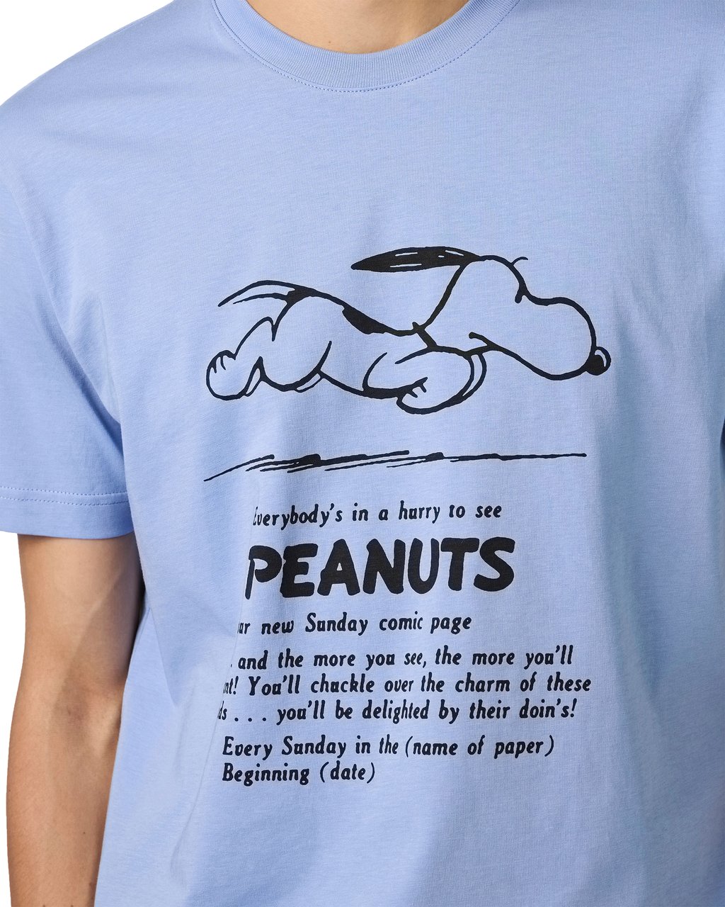 Iceberg Classic regular fit powder blue T-shirt in sustainable cotton jersey with Peanuts print Blauw