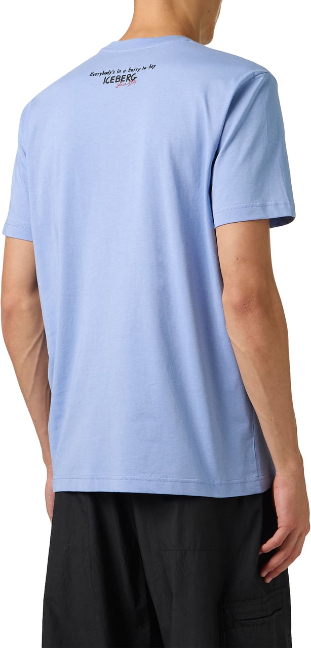 Iceberg Classic regular fit powder blue T-shirt in sustainable cotton jersey with Peanuts print Blauw