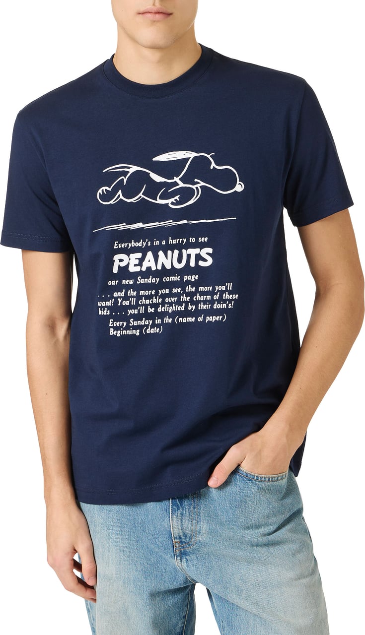 Iceberg Classic regular fit blue T-shirt in sustainable cotton jersey with peanuts print Blauw