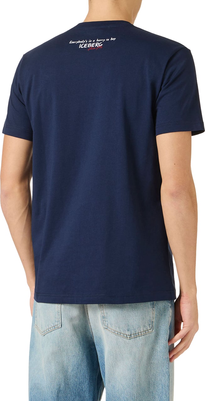 Iceberg Classic regular fit blue T-shirt in sustainable cotton jersey with peanuts print Blauw