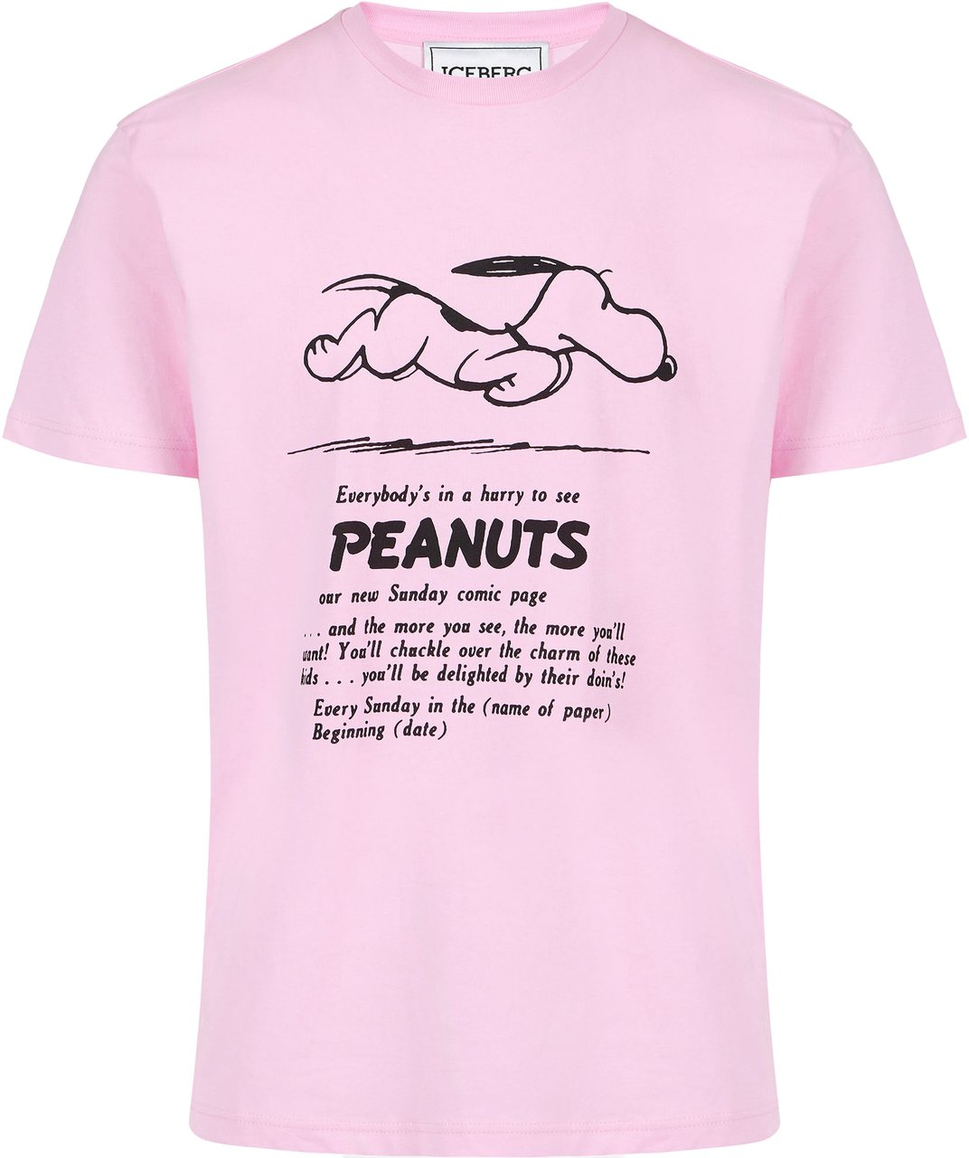 Iceberg Classic regular fit pink T-shirt in sustainable cotton jersey with Peanuts print Roze