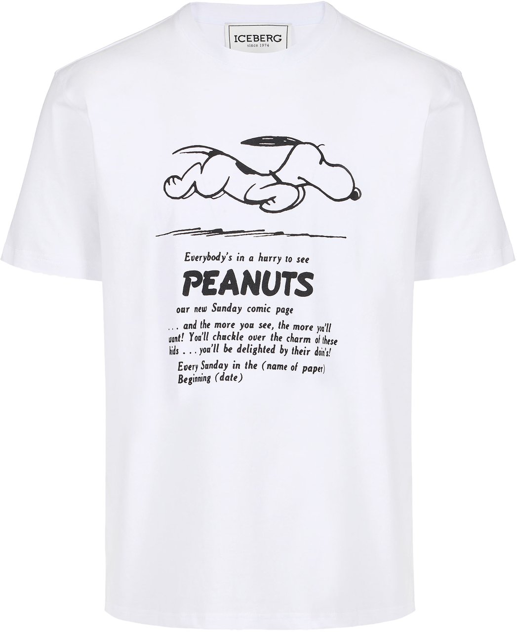 Iceberg Classic regular fit optic white T-shirt in sustainable cotton jersey with Peanuts print Wit