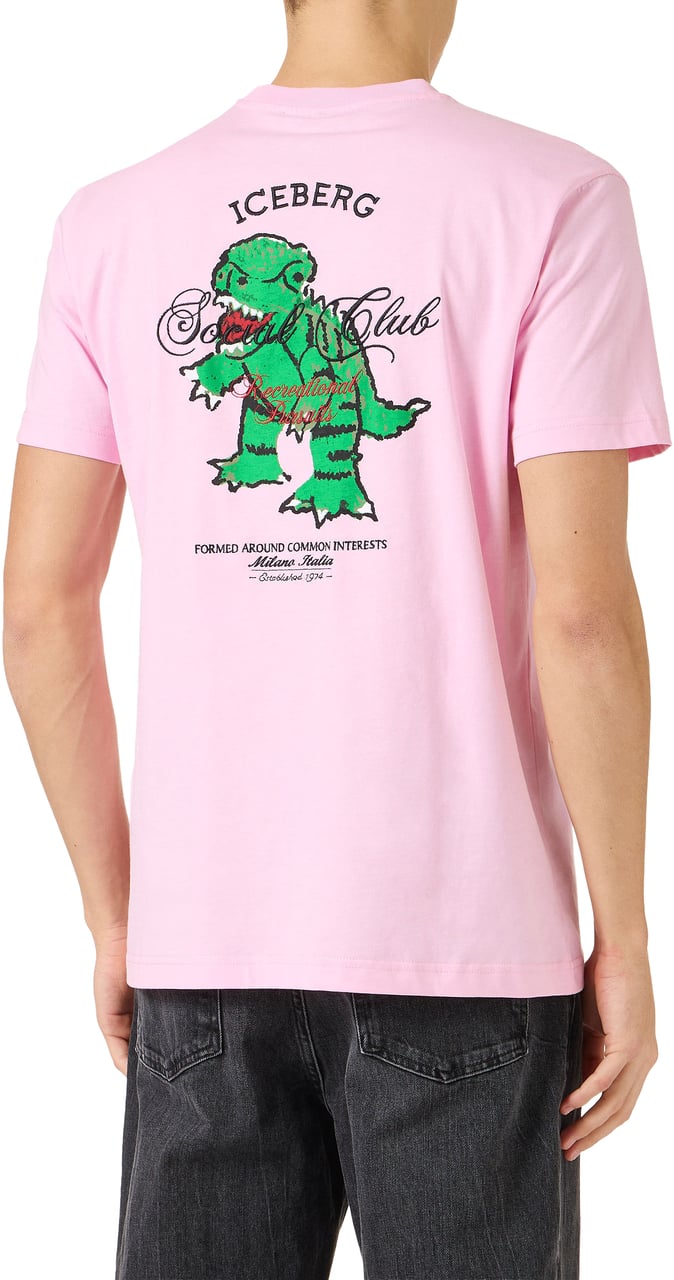 Iceberg Pink cotton jersey T-shirt in a classic regular fit with embroidered logo Roze