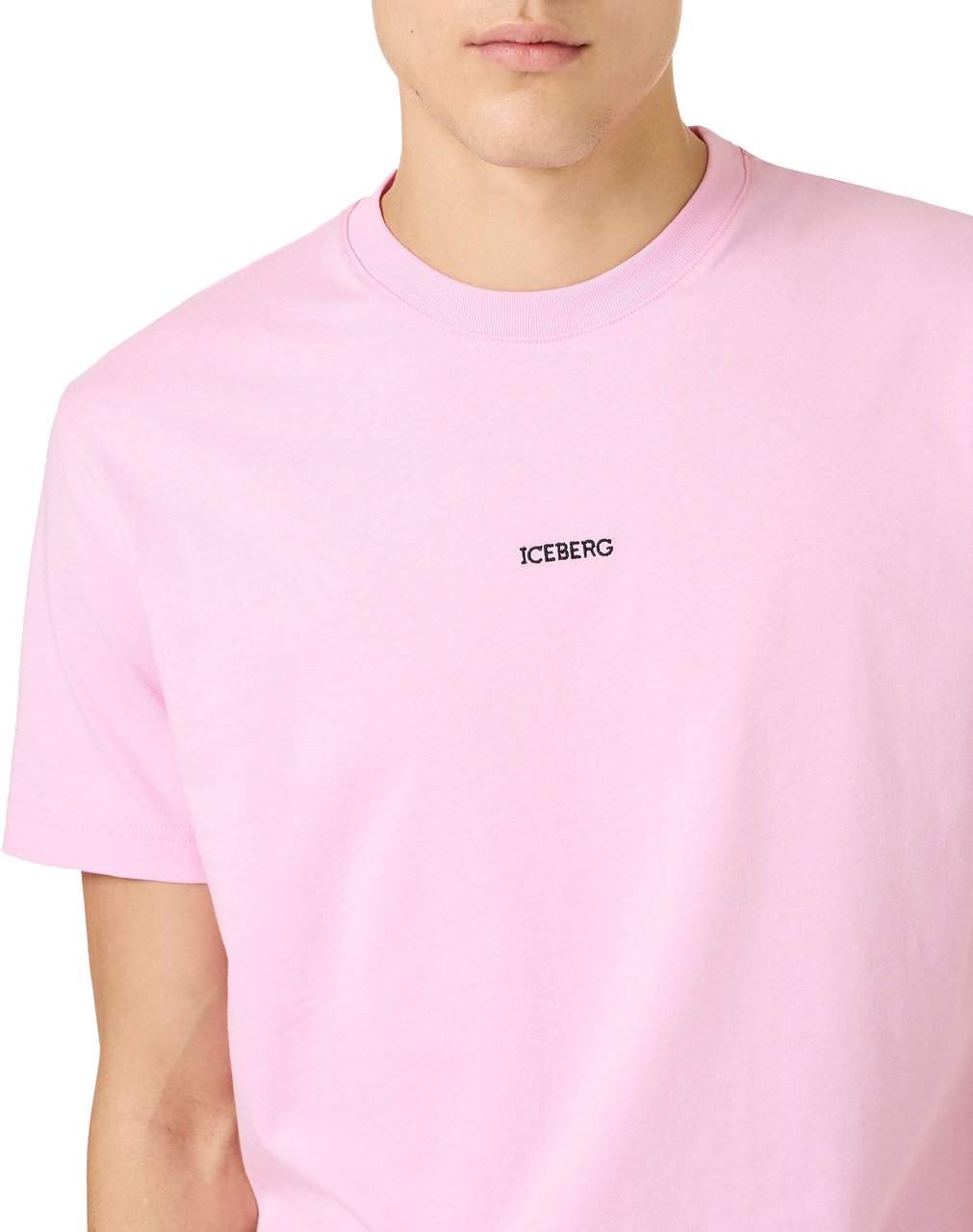 Iceberg Pink cotton jersey T-shirt in a classic regular fit with embroidered logo Roze