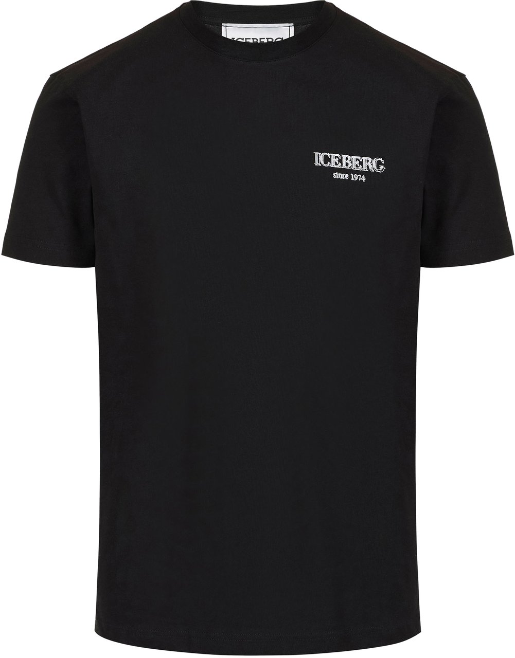 Iceberg Regular fit black cotton jersey T-shirt with branded embroidery Zwart