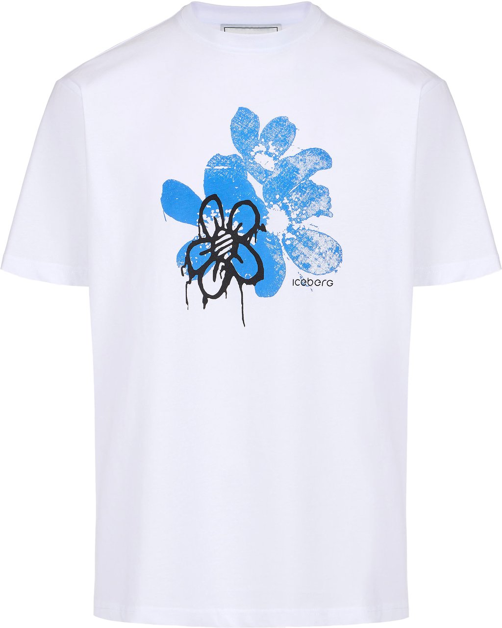 Iceberg Optic white sustainable cotton jersey T-shirt in a relaxed fit with Hawaiian flower print Wit