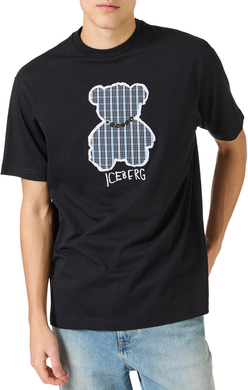 Iceberg Black sustainable cotton jersey T-shirt in a relaxed fit Zwart