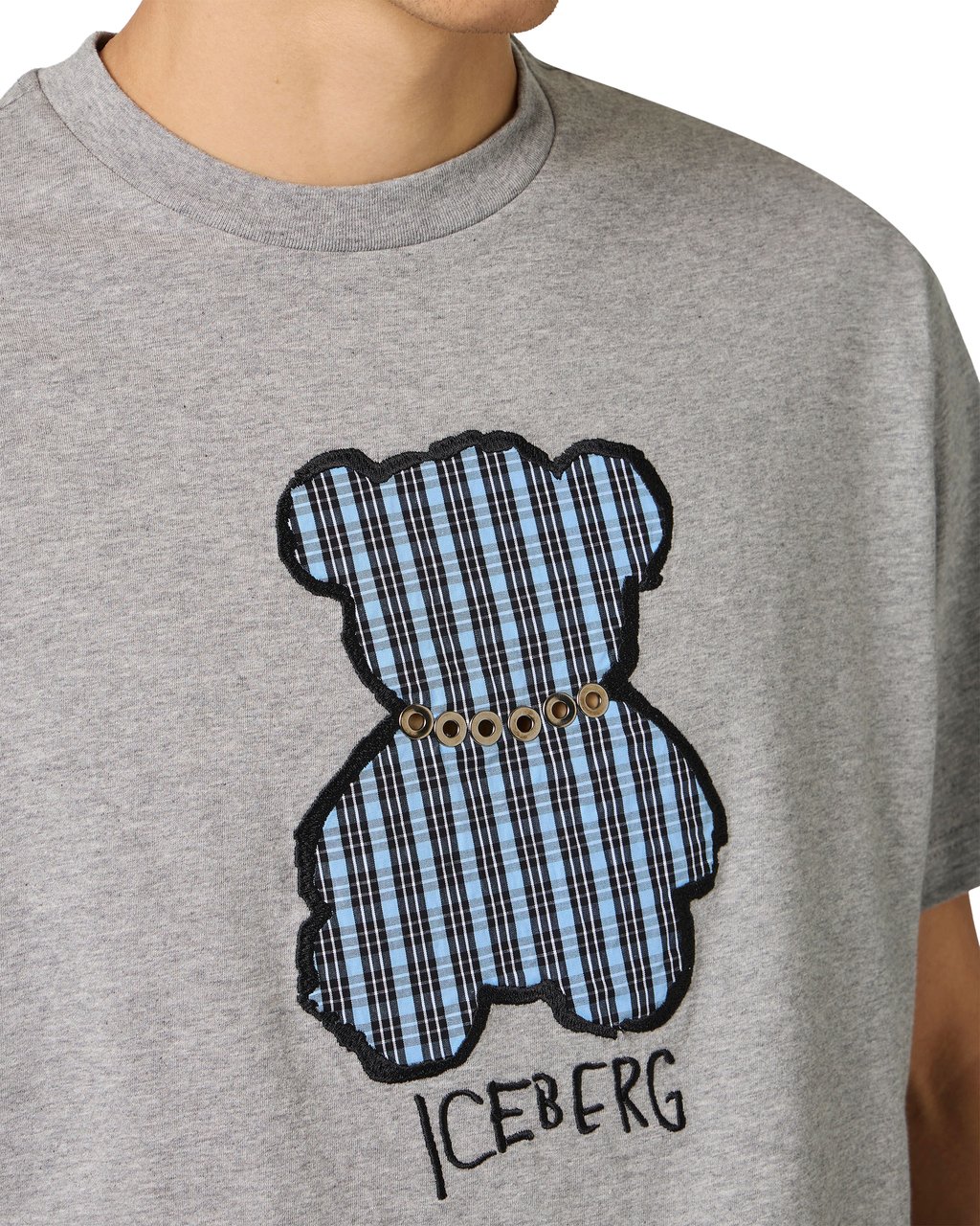 Iceberg Light gray melange sustainable cotton jersey T-shirt in a relaxed fit Grijs