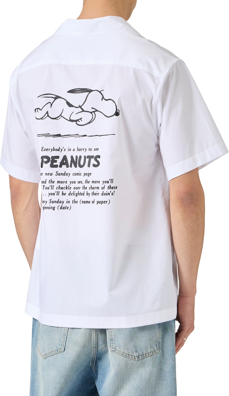 Iceberg Comfort fit optic white cotton poplin shirt featuring a Peanuts print Wit