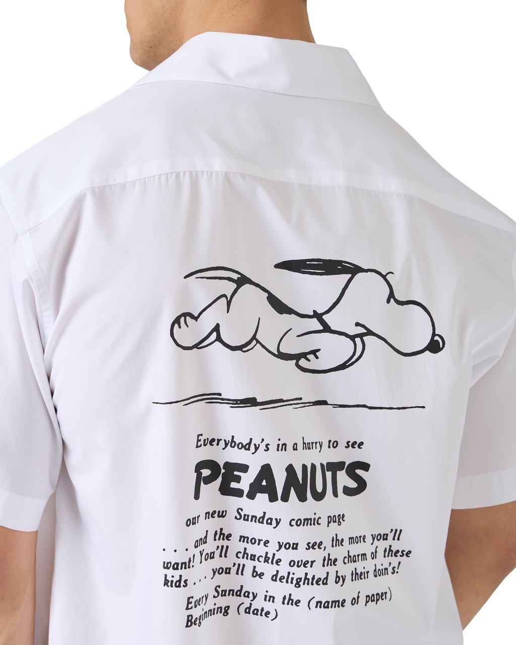 Iceberg Comfort fit optic white cotton poplin shirt featuring a Peanuts print Wit