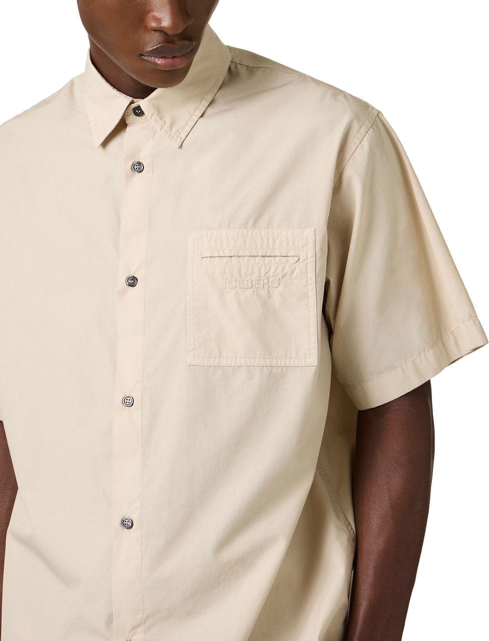 Iceberg Beige short-sleeved shirt in garment-dyed parachute fabric Beige