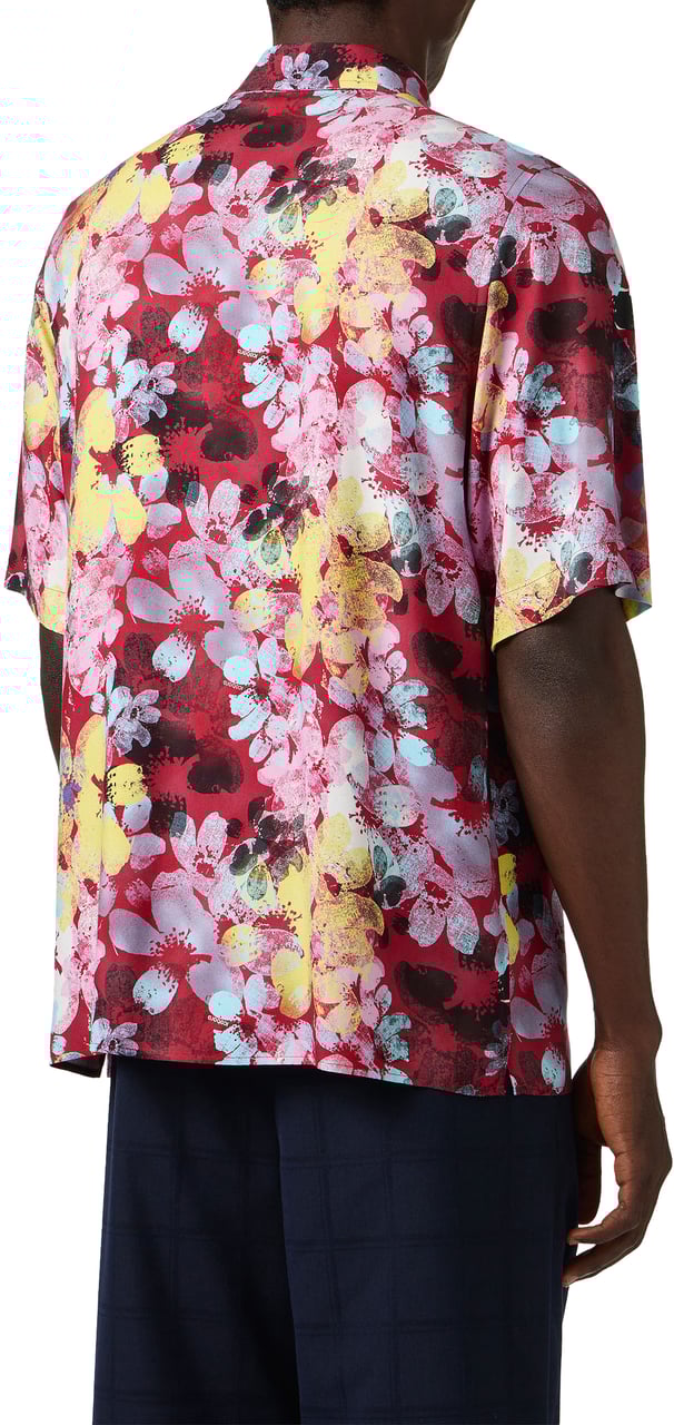 Iceberg Regular fit patterned red-background shirt in viscose, featuring a floral print Divers