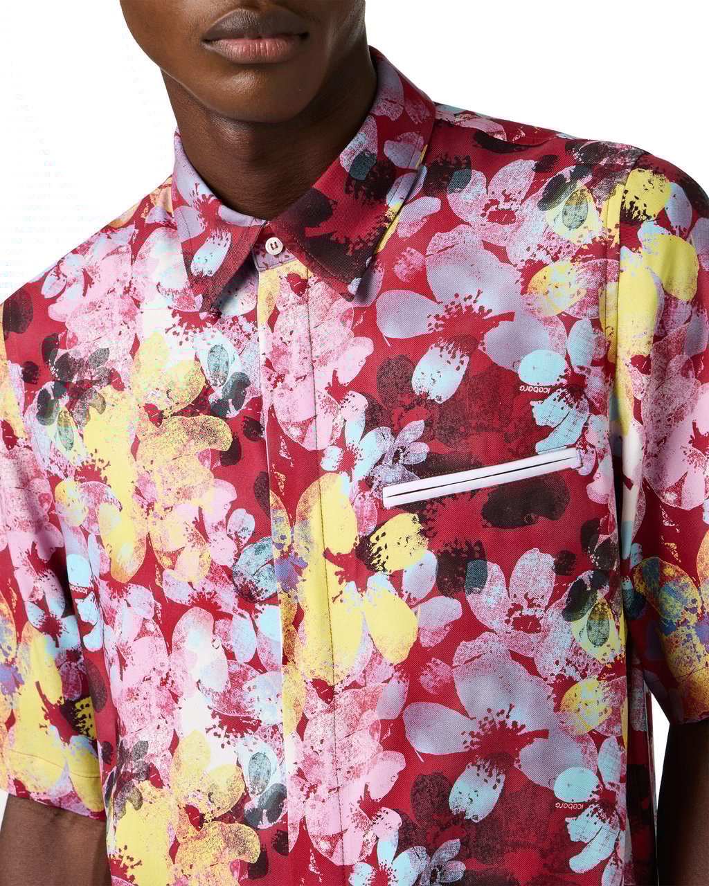 Iceberg Regular fit patterned red-background shirt in viscose, featuring a floral print Divers