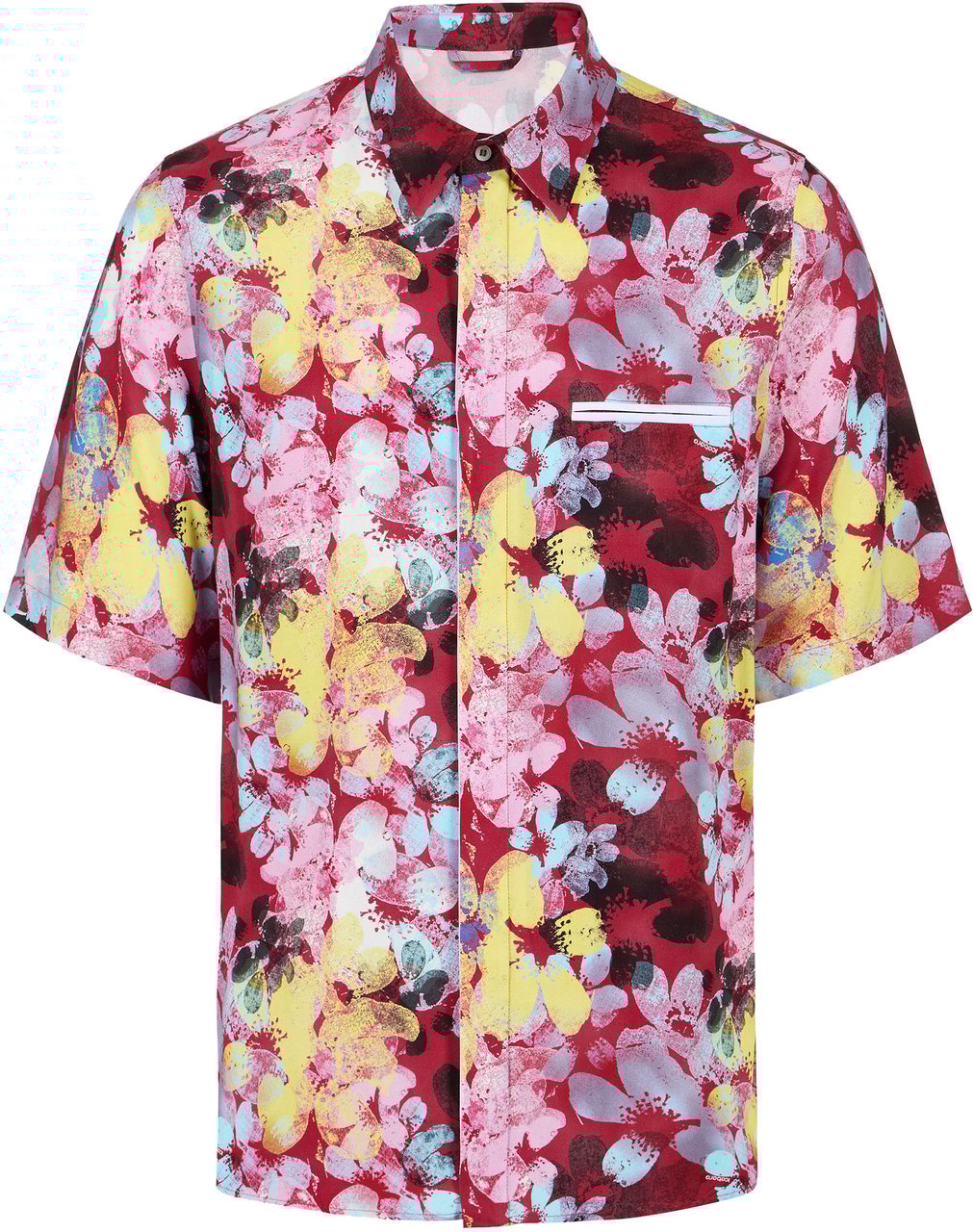 Iceberg Regular fit patterned red-background shirt in viscose, featuring a floral print Divers