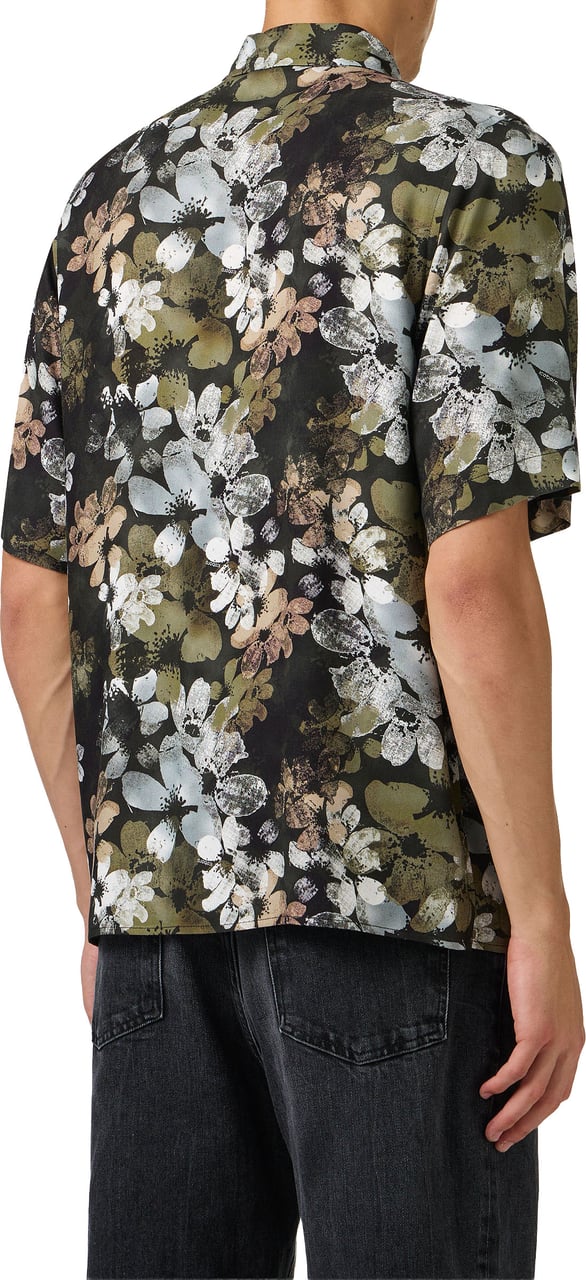 Iceberg Regular fit green and black shirt crafted from viscose, adorned with a floral print Divers