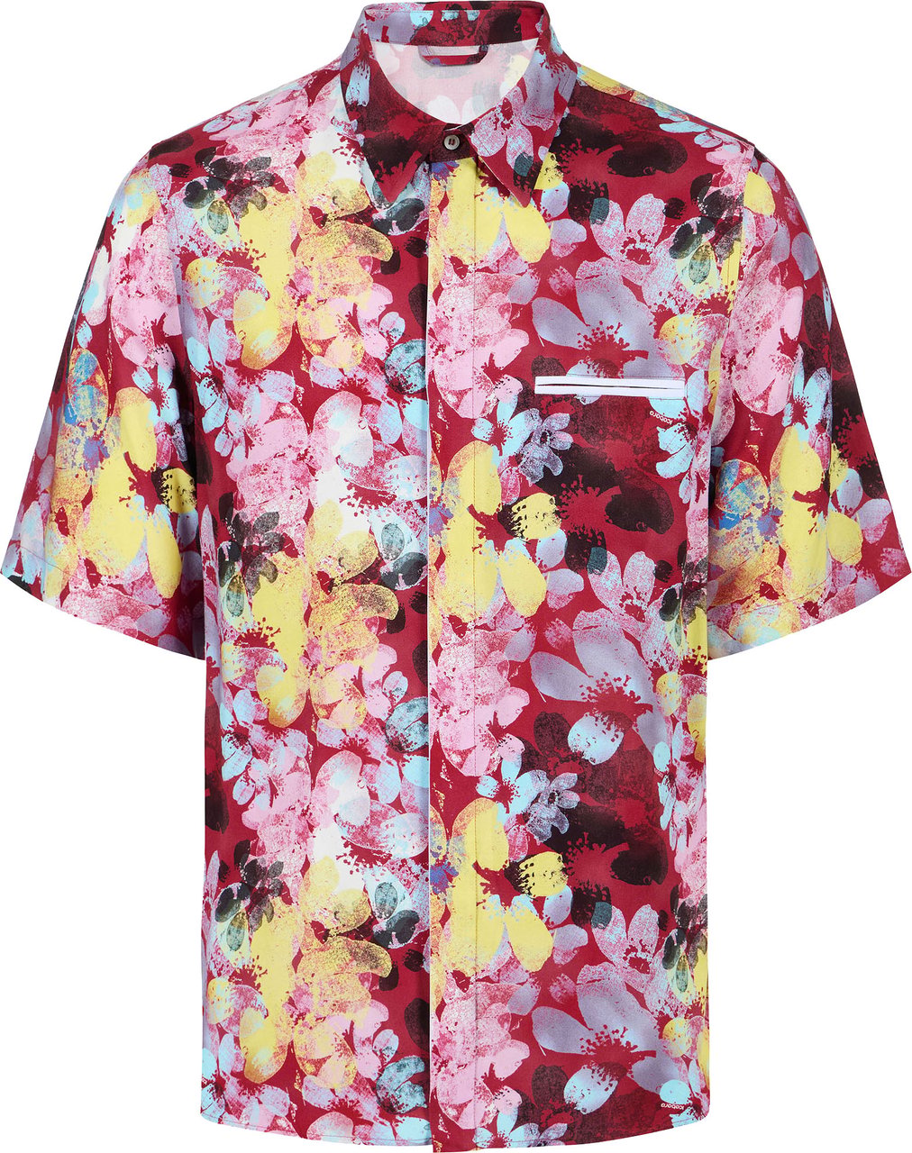 Iceberg Regular fit patterned red-background shirt in viscose, featuring a floral print Divers