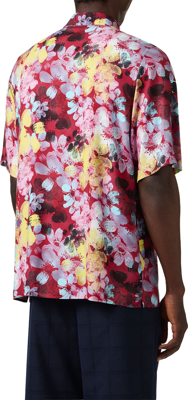 Iceberg Regular fit patterned red-background shirt in viscose, featuring a floral print Divers