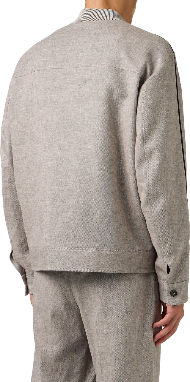 Iceberg Comfort fit rope-colored short jacket in a diagonal linen blend fabric Bruin