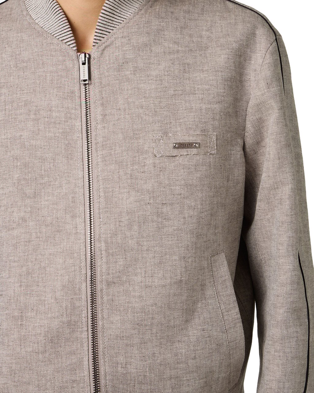 Iceberg Comfort fit rope-colored short jacket in a diagonal linen blend fabric Bruin