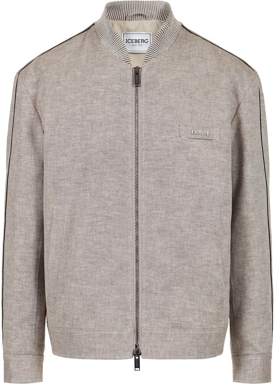 Iceberg Comfort fit rope-colored short jacket in a diagonal linen blend fabric Bruin