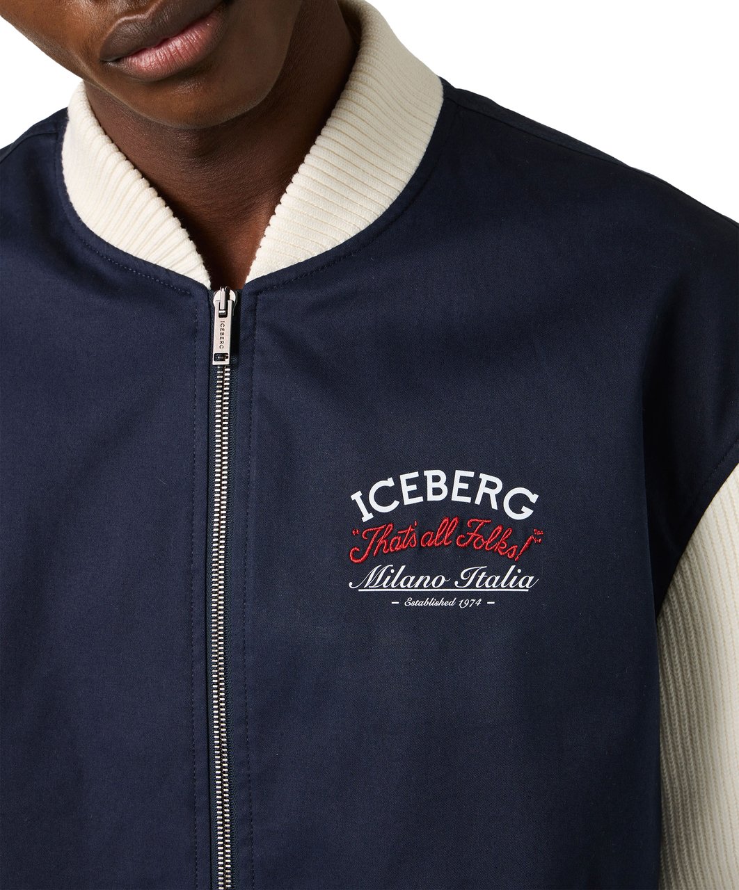 Iceberg Midnight blue comfort fit gabardine jacket Blauw