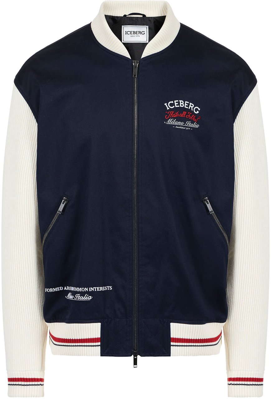 Iceberg Midnight blue comfort fit gabardine jacket Blauw