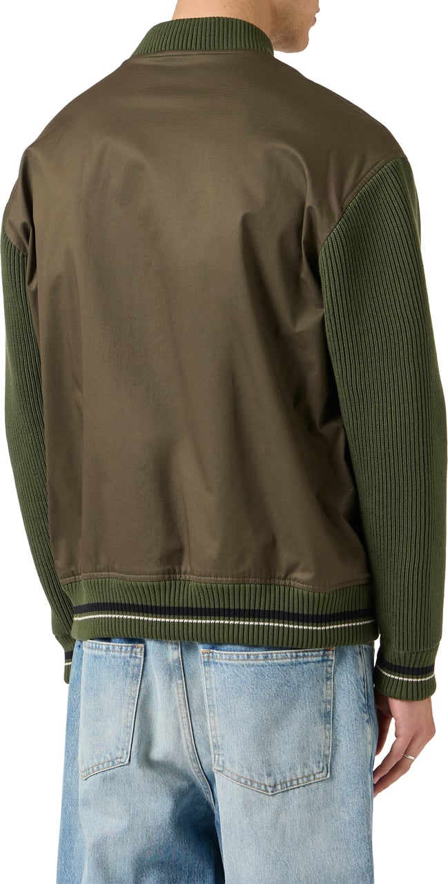 Iceberg Dark military green comfort fit gabardine bomber jacket Groen