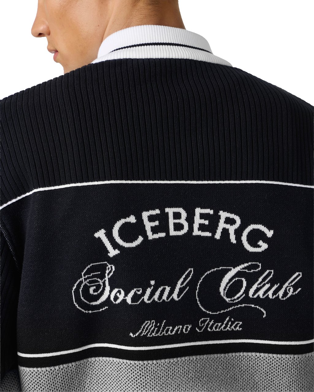 Iceberg Black jacquard-knit regular fit jacket Zwart