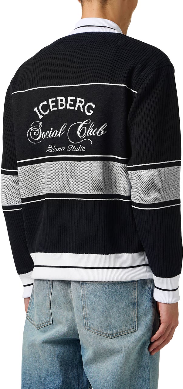 Iceberg Black jacquard-knit regular fit jacket Zwart
