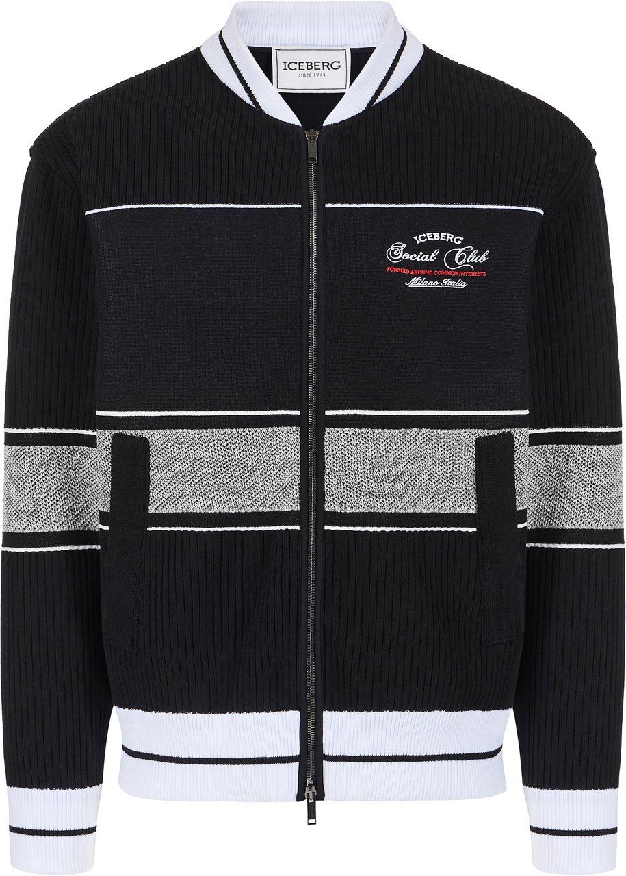 Iceberg Black jacquard-knit regular fit jacket Zwart