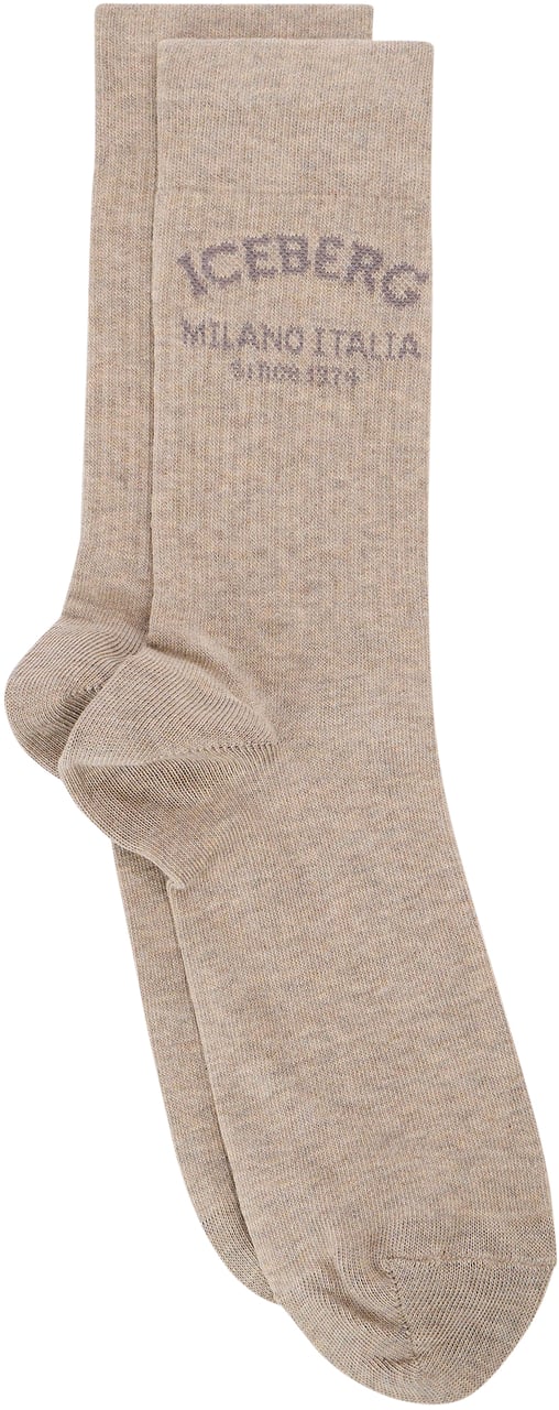 Iceberg Beige cotton socks with the Iceberg Milano Since 1974 logo Beige